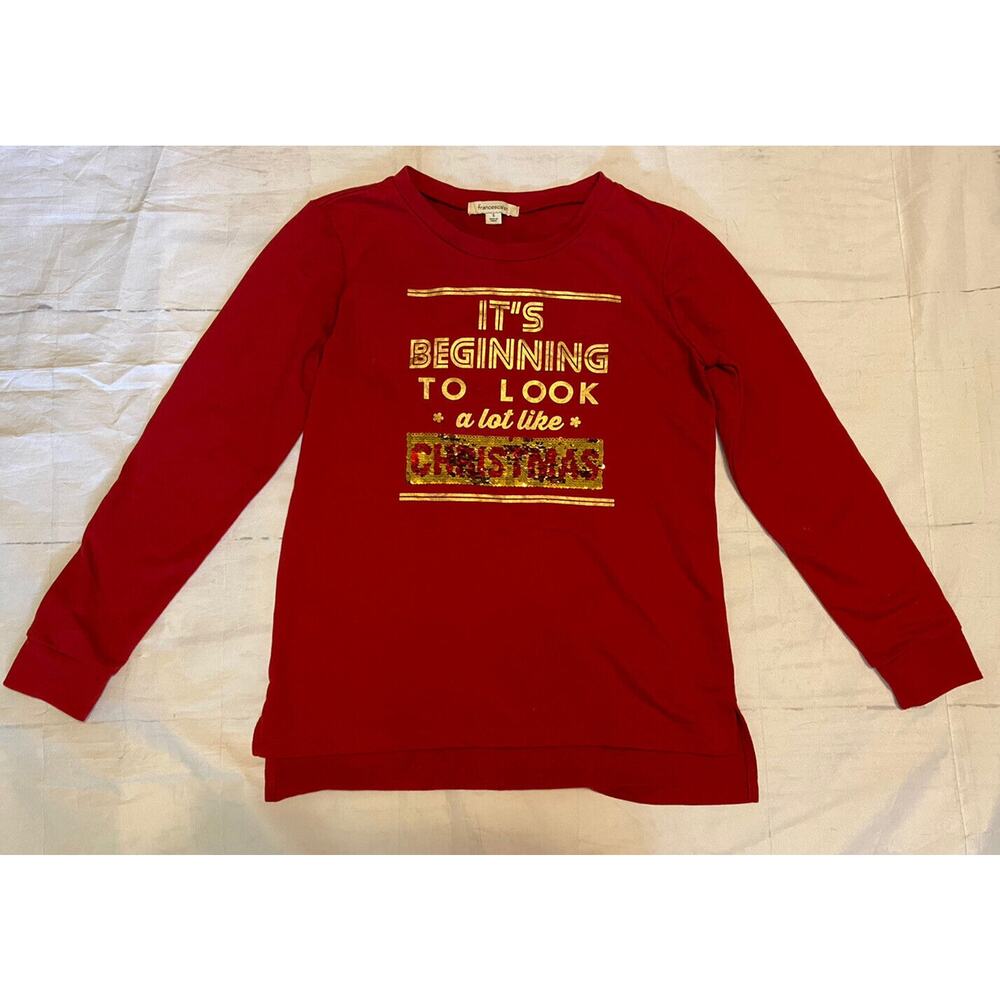 Vintage Francesca's Sequin Changeable Cocktails‎ Christmas Long Sleeve SM Top